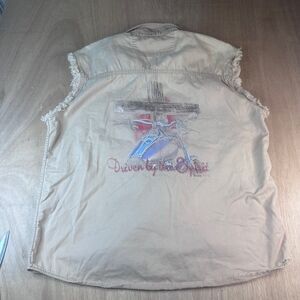 Biker’s Edge “Driven by the Spirit” Brown/Tan Cutoff Vest XXL Vintage 2000s